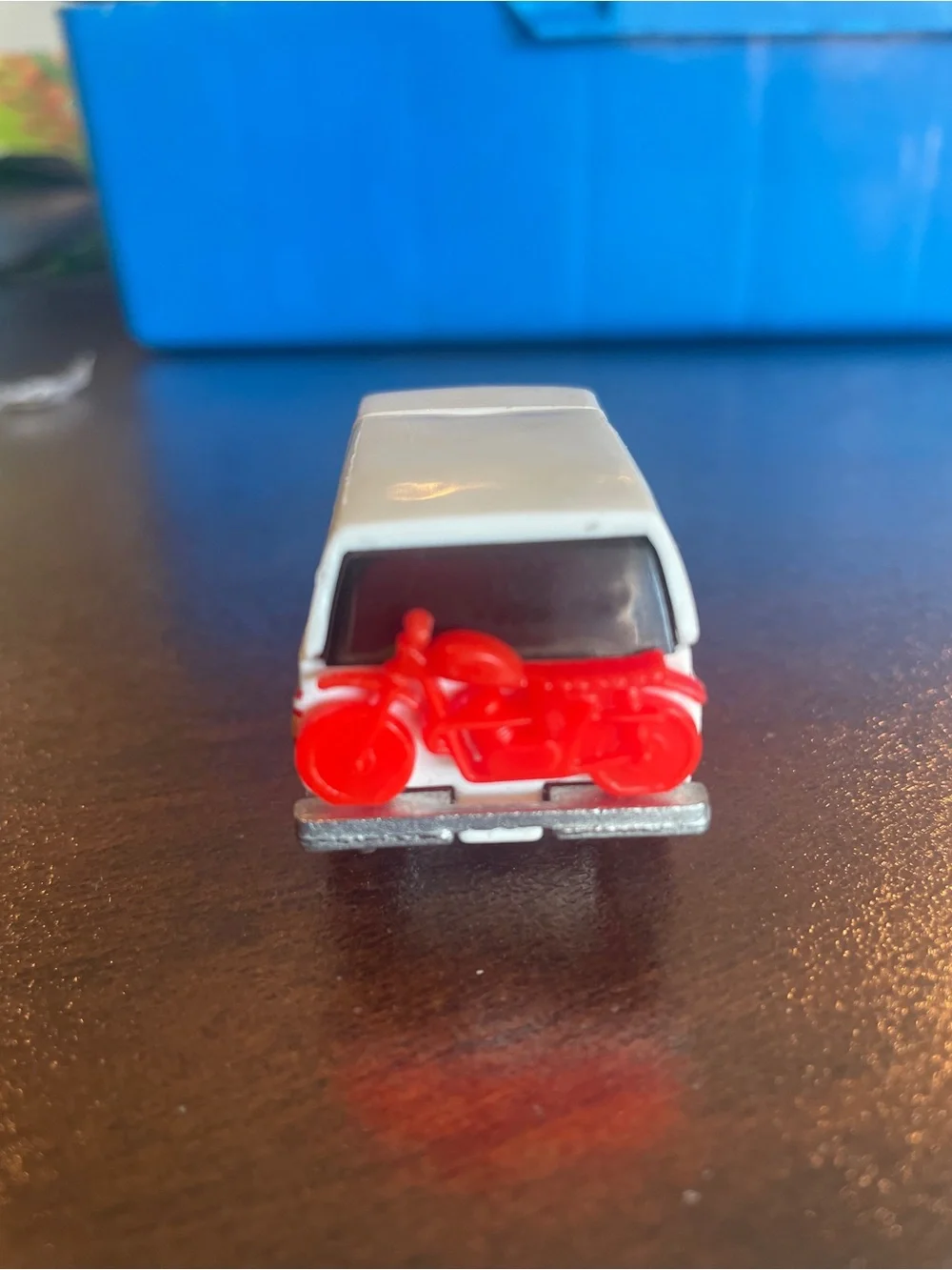 Hot Wheels 1980 Built Ford Tough Bronco White With Flames With Red Motorcycle